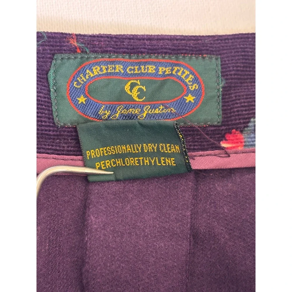 Vintage 90's Purple Floral‎ Corduroy Pleated Midi Skirt Sz 8 Cottagecore